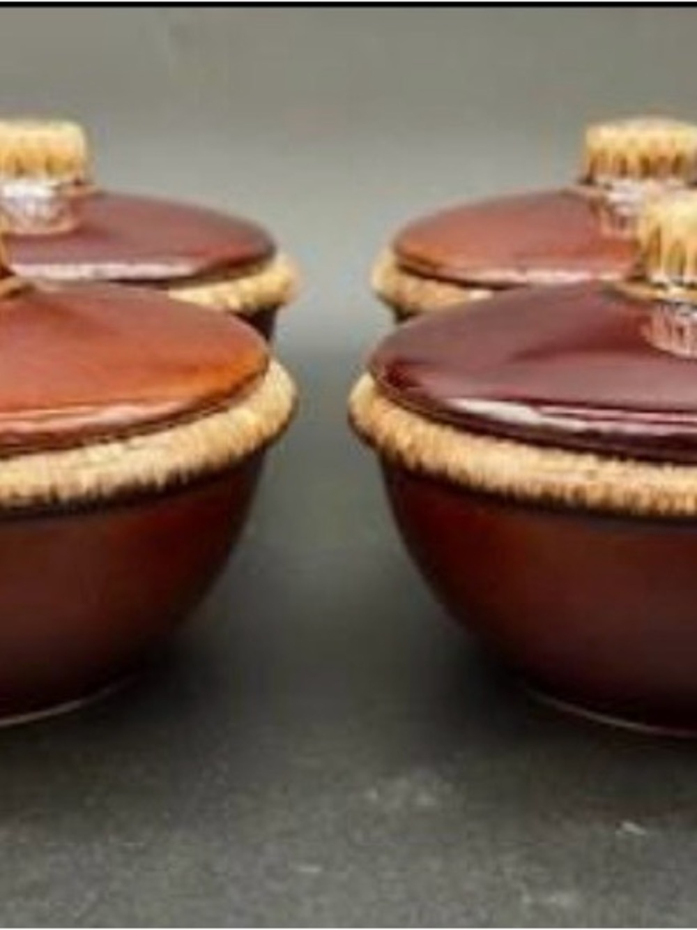 Hull Brown Ceramic Lidded Soup Bowl with Rustic Trim - Home Accents